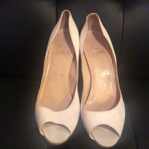 White Christian Louboutin Peep Toe Heels